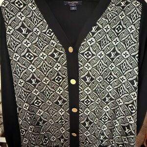 Louis Vuitton Black and White Patterned Cardigan women size XS NWOT - rare find